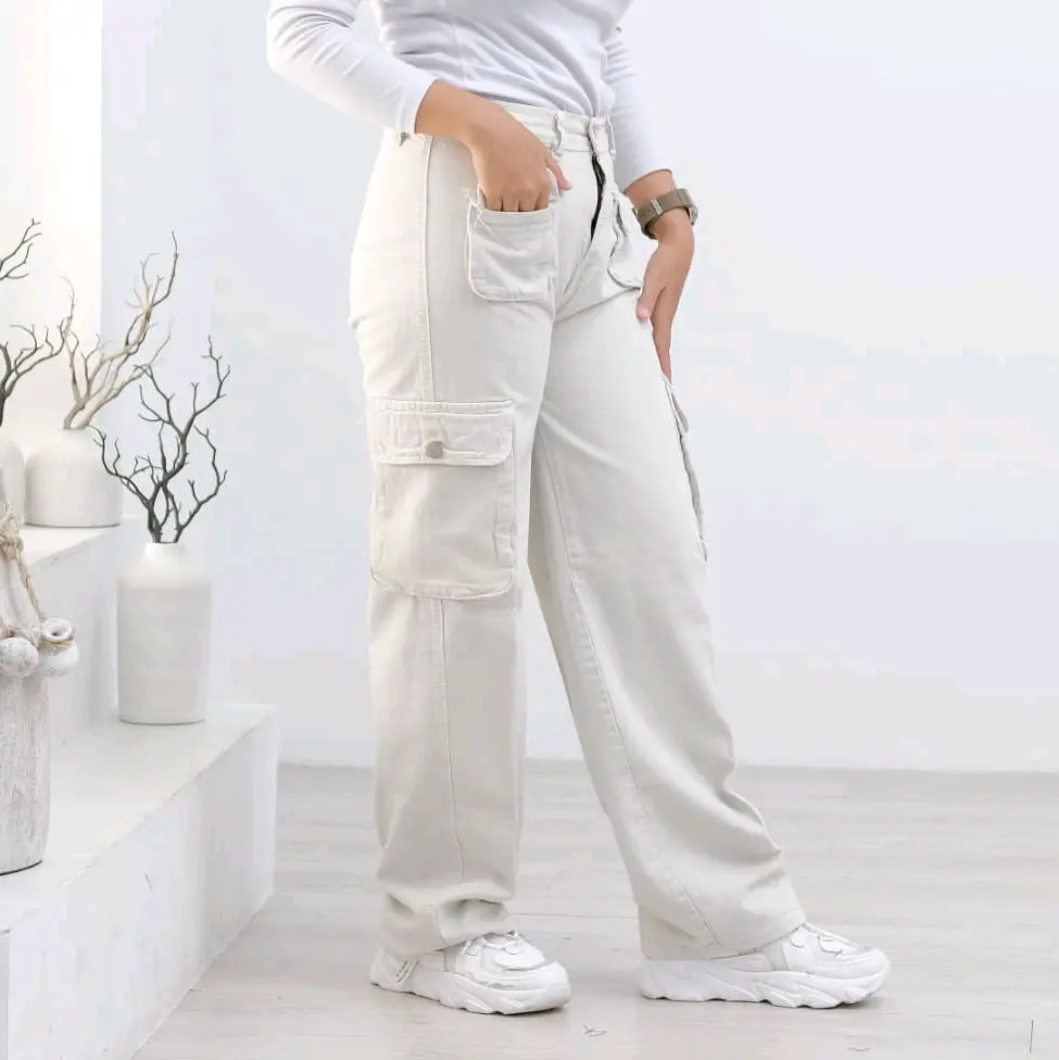celana panjang cargo wanita jeans korean style
