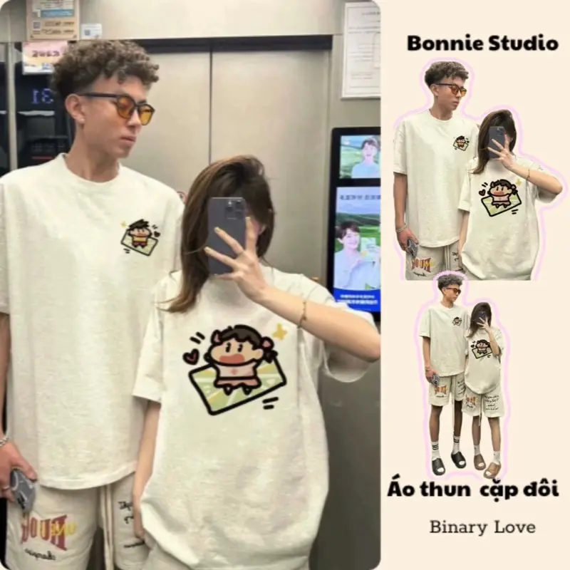 Áo thun cặp đôi, áo phông couple Binary Love fom rộng unisex cho nam nữ