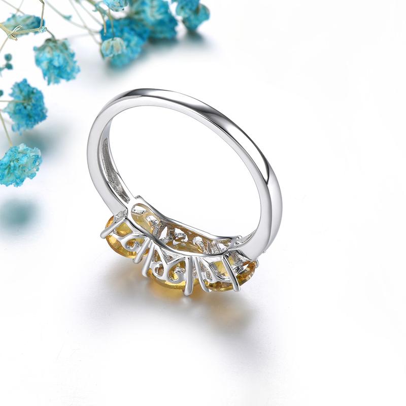 Natural Citrine Solid Sterling Silver Rings 1.7 Carats Genuine Gemstone Classic Simple Daily Fine Jewelrys S925 Women Gifts 4