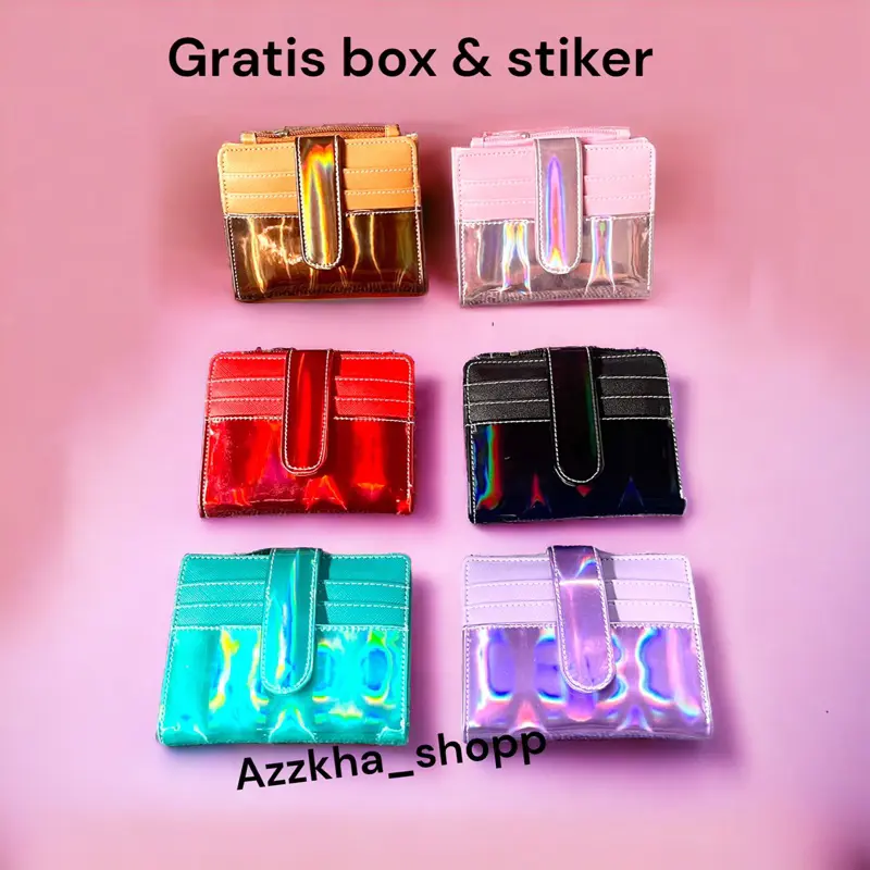 DOMPET LIPAT MINI HOLOGRAM/GLITTER - Kartu dan Wanita 1