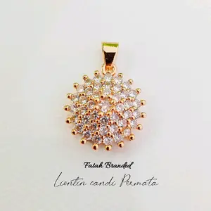Liontin Gold Candi Bulat Full Permata Terbaru Anti Karat Anti Luntur Anti Alergi Aksesoris Fashion Wanita