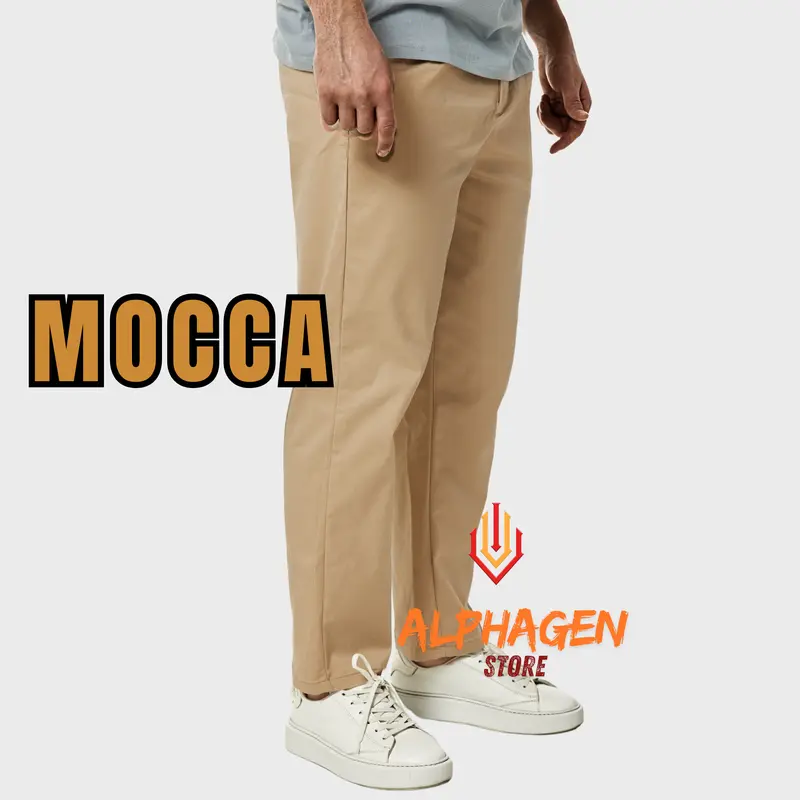 CARDERO - Celana Panjang Pria Kanvas Casual Kantong Tempel Hitam Mocca Cream 3