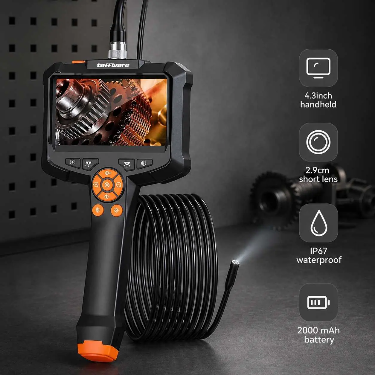 Kamera Endoskop Industri HD 1080P Layar 4.3 Inch Borescope Waterproof IP67 Monitor Portable 5 Meter Multifungsi