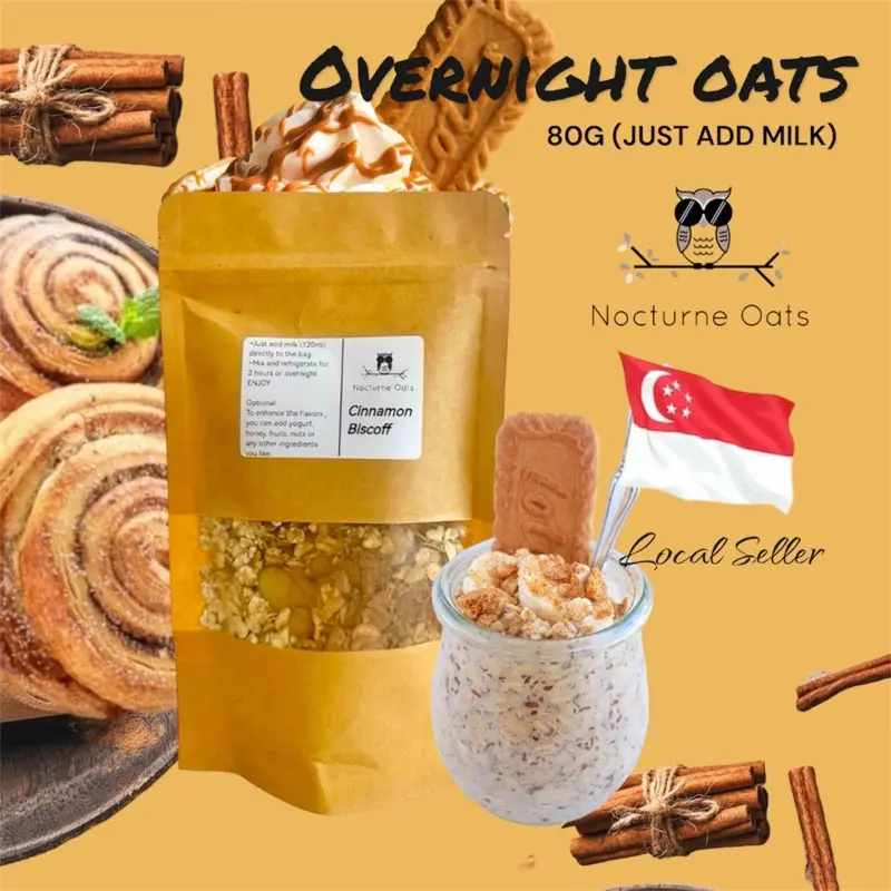 NOCTURNE OATS- Overnight oats premix 80g (cinnamon biscoff)