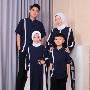Elshanum Sarimbit Baju Gamis Dress dan Kemeja Koko Couple Keluarga Bahan Sabrina Anti UV