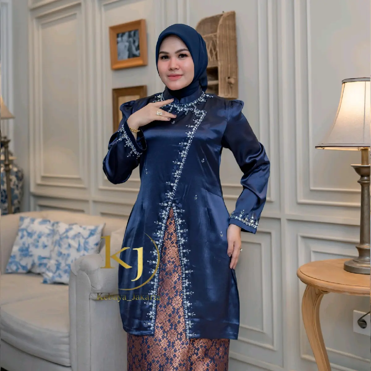 Stelan kebaya Lylie full Payet Bahan Kawasaki Premium Kerah Sanghai