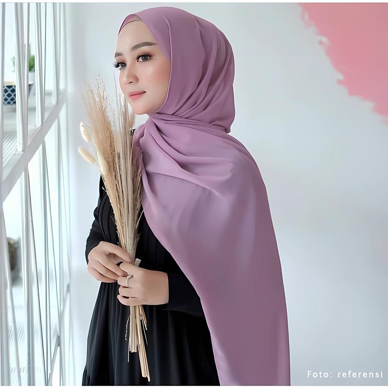 Product Introduction of Pashmina Ceruty Babydoll 200x75cm Jahit Tepi Premium Jilbab Panjang 4