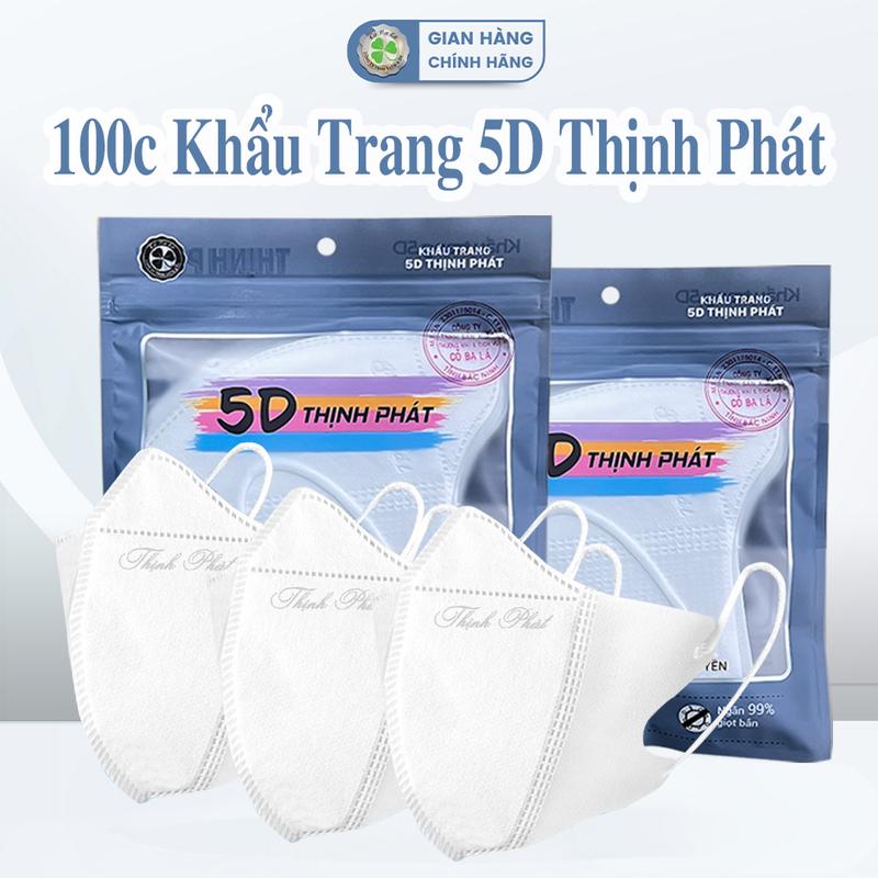Thịnh Phát ComBo 100c-200c Khẩu Trang 5D Thịnh Phát Ôm Mặt Ngăn Ngừa Khói Bụi Mịn Dùng Một Lần Chất Liệu Vải Không Dệt 3 Lớp Kháng Khuẩn Hiệu Quả