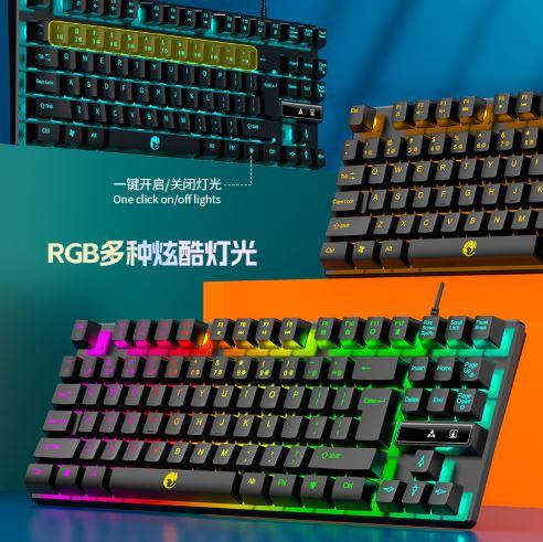  Bàn phím chơi game đổi màu LED Raiku K87 Xunfox K10 87 phím led Rainbow cho Laptop và PC 