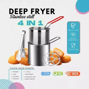 Mini Deep Fryer Set 4 in 1 Panci Multifungsit Penggorengan Rebus Stainless Saringan Capitan - ZS