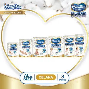 3 Ball MamyPoko Pants Royal Soft Organic - Popok Celana Triple Pack