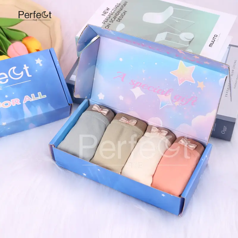 Perfect Five [set kotak 4pcs] AB Celana dalam Wanita antibakteri graphene wanita Pakaian Dalam Renda CD Set Seamless Katun Pendek 0
