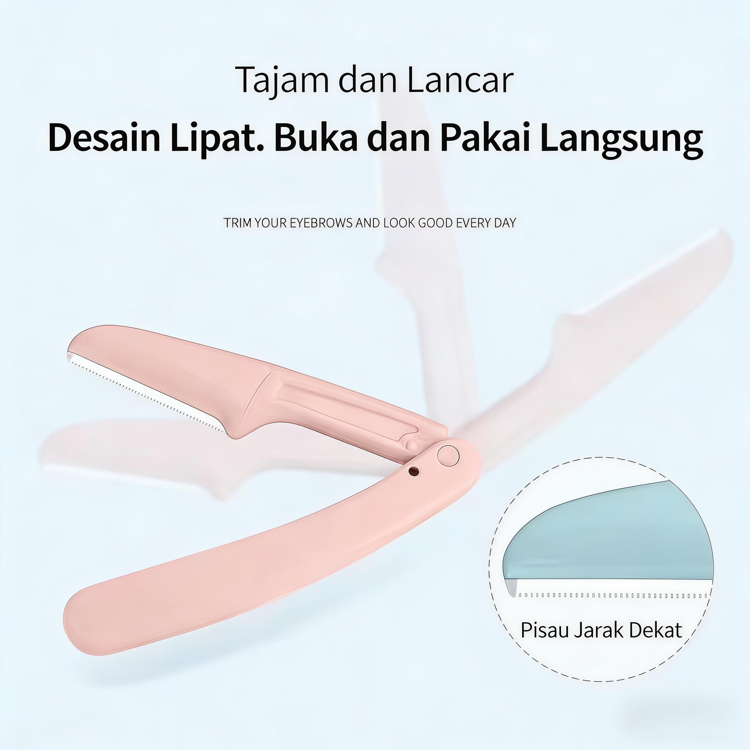【Sam's market】Pisau Cukur Alis Wanita Aman Mudah Dikuasai oleh Pemula 3 Pcs dalam 1 Kotak Cocok untuk Pemula Anti-Gores Kuku Lipstick Pembest Seller