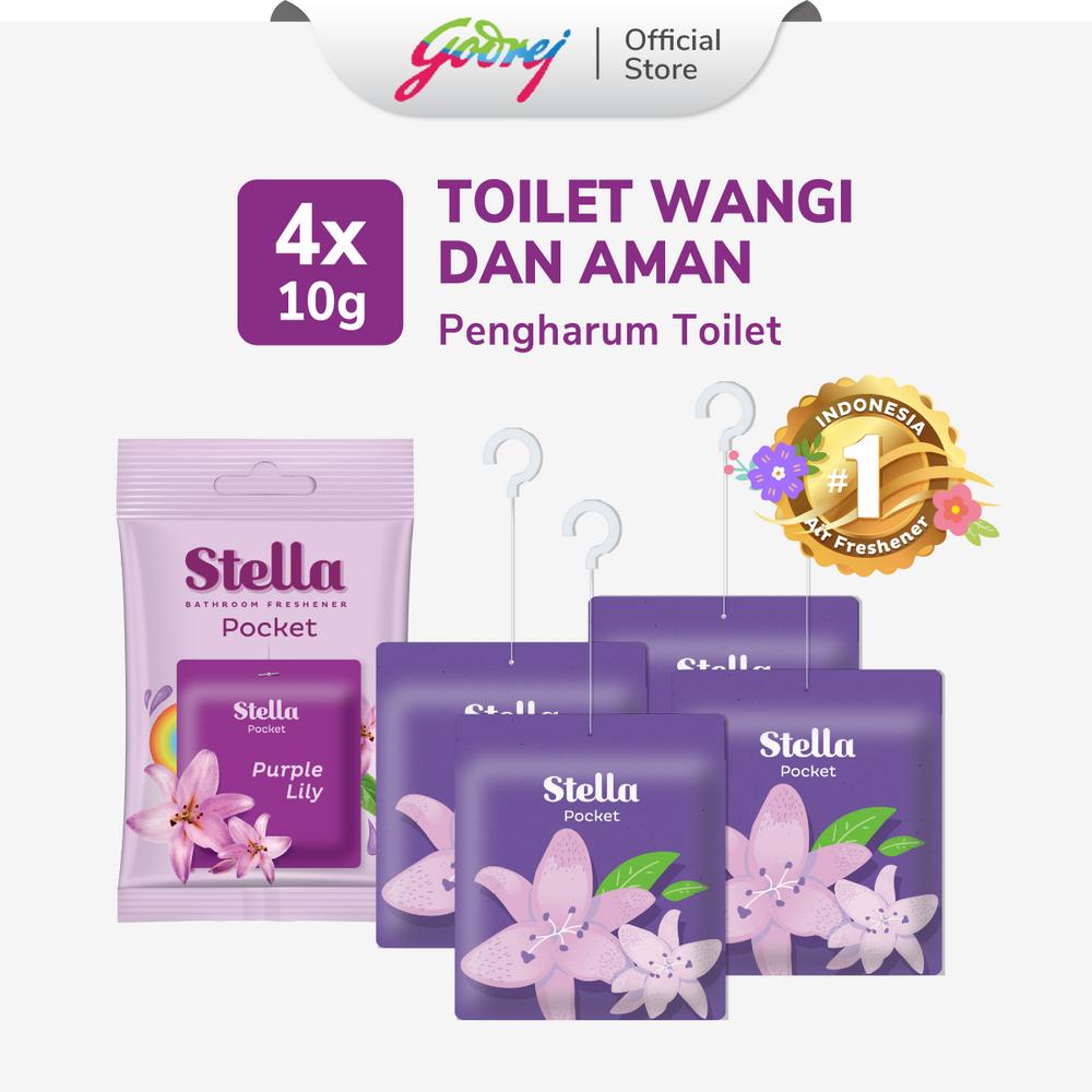 Stella Pocket Bathroom Pengharum Kamar Mandi Fresh + Protect - Purple - Isi 4