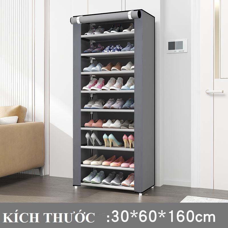 Tủ giày tủ vải đựng giày dép 9 tầng khung inox chắc chắn tháo lắp dễ dàng chống bui bẩn thiết kế thời trang 3D LOẠI THẢ KHÔNG KHOÁ GIAO ĐÚNG MÀU giá để giày kệ giày