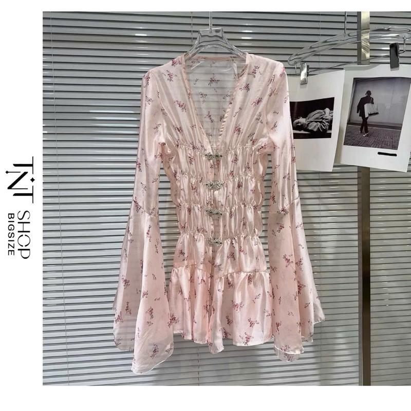 ÁO TƠ BỌT BIGSIZE HOA NHÍ CỔ KHOÉT KÈM ÁO 2 DÂY BÚN [ TNT SHOP BIGSIZE 60kg - 90kg ]