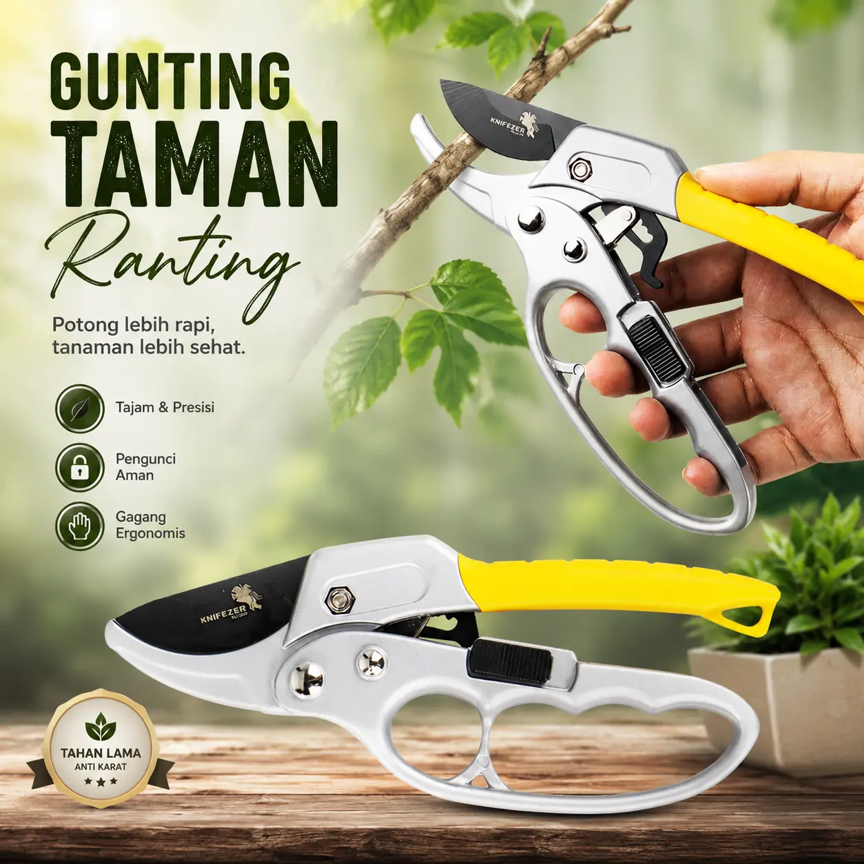 MutiaraMall | Gunting Ranting Taman | Pruning Shear Untuk Tanaman | Bilah Baja Karbon SK5