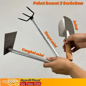 ￼Set alat berkebun Paket 3 pcs sekop mini garpu garuk tanah cangkul mini paket hemat berkebun