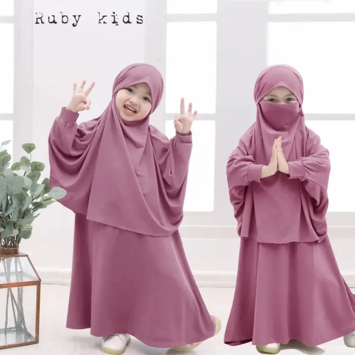 D➸6E GOOWORK - GAMIS ANAK PEREMPUAN FRENCH KHIMAR RUBY . W❤PQ 4