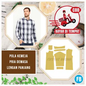 Pola Baju Instan  Kemeja Pria Dewasa Tinggal Jiplak Tersedia XS sampai 3XL Bahan Karton Tebal Cocok Untuk Latihan Jahit Bagi Pemula Firdau Busana