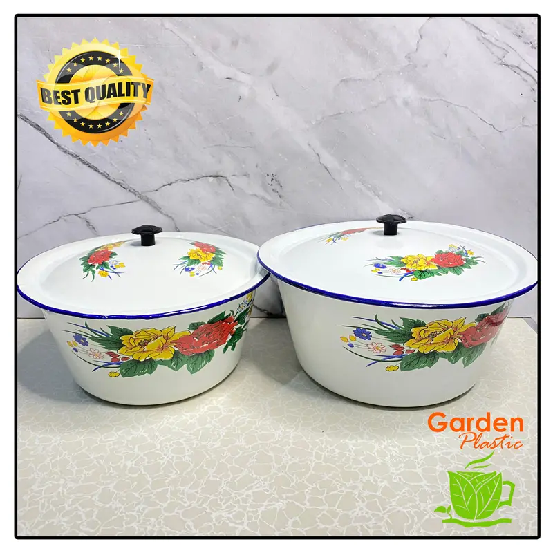 TB BASKOM ENAMEL + LENGKAP TUTUP BLIRIK JADUL VINTAGE HIJAU / PUTIH 20 CM 22 CM 0