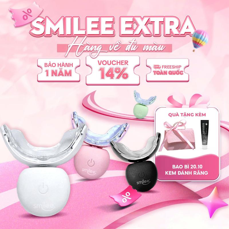 [ DEAL HỜI ] Bộ kit Smilee Extra White - Bảo hành 12 tháng - Hàng chính hãng - Tặng bao bì 20.10 + kem đánh răng