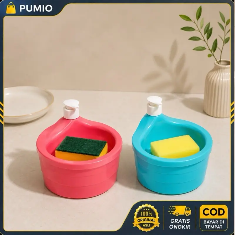 PM1 Dispenser Sabun Cuci Piring 2 in 1 1000ml Anti Tumpah Tahan Lama Desain Praktis untuk Rumah Tangga