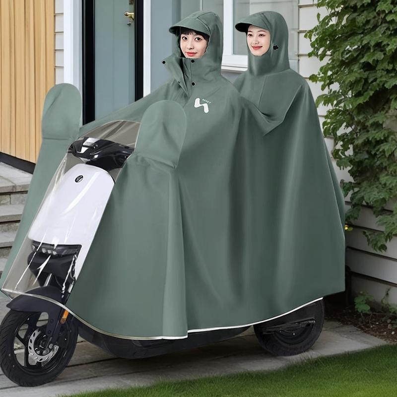 Áo Mưa Đi Xe Máy Bộ Người Lớn Trùm Toàn Thân PVC Trong Suốt Cao Cấp Nam Măng Tô Nữ 1 Người Cao Su Độ Dày 0.18MM Kích Thước Vừa Vặn Màu Hoa Anh Đào Hồng