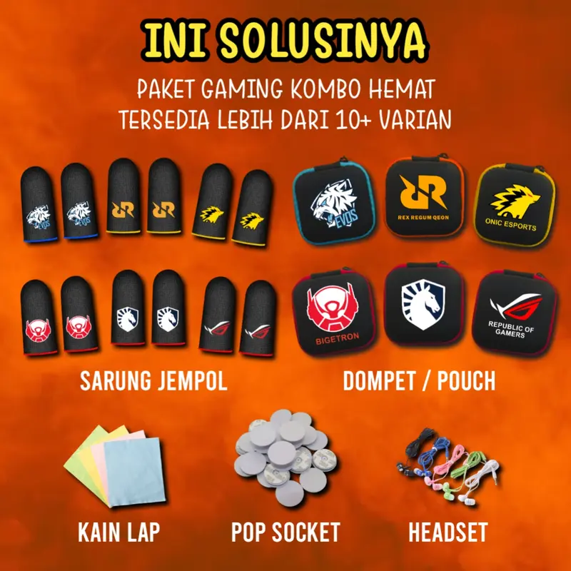 LOGO GAMING - SARUNG JEMPOL TANGAN JARI GAMER ROG RAZZRE BLACKSHARK ANTI BASAH LICIN PADA LAYAR HP 2