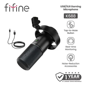 FIFINE K688 Mikrofon Podcast Profesional USB & XLR – Mic Dynamic Cardioid untuk Live Streaming, Recording, Gaming, dan Voice Over