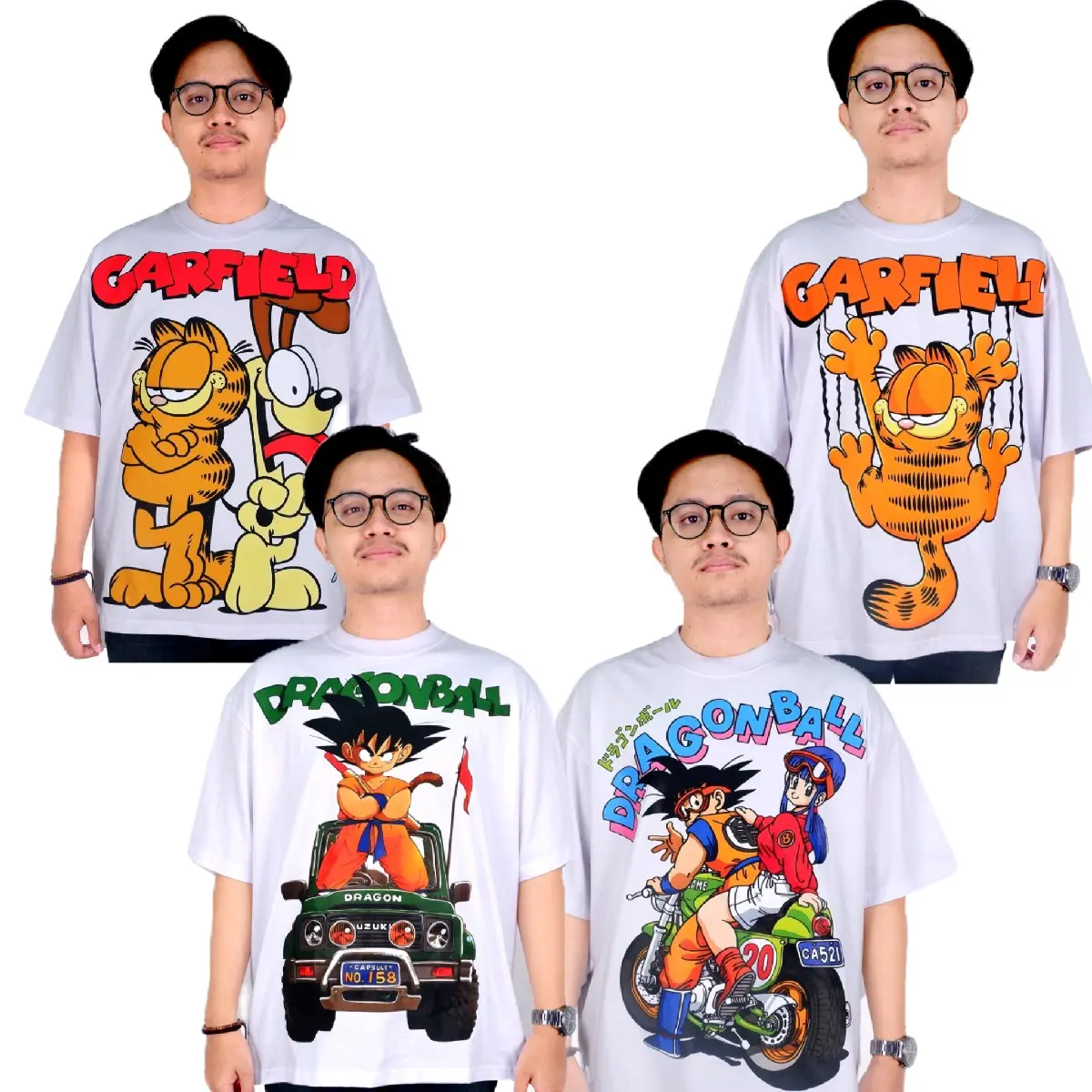 KAOS KARTUN FILM GARFIELD DRAGON BALL GOKU BAJU OVERSIZED KATUN COMBED 20S