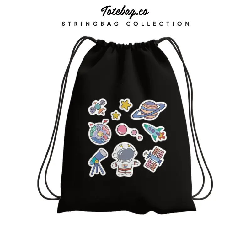 Tas Serut Astronot Motif Lengkap - Despo 38cm x 30cm - Unisex/Sekolah/Travel - Termurah 8