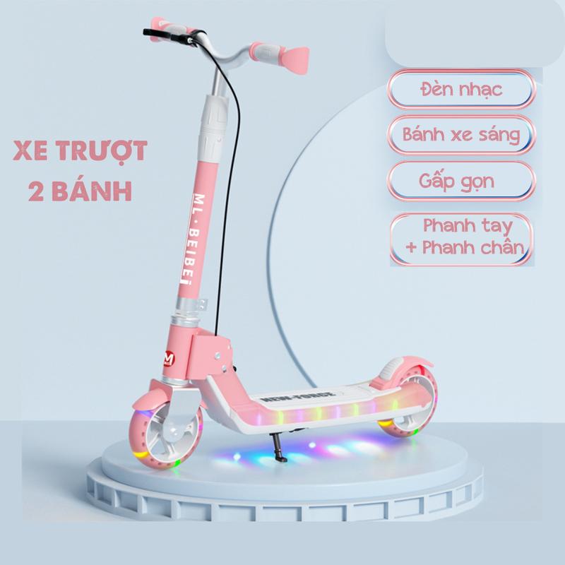 Xe trượt scooter 2 bánh BILA KIDS cho bé lớn 4-15 tuổi – tải trọng 100kg, bánh xe phát sáng, có phanh tay và đèn nhạc đạp trẻ em 3