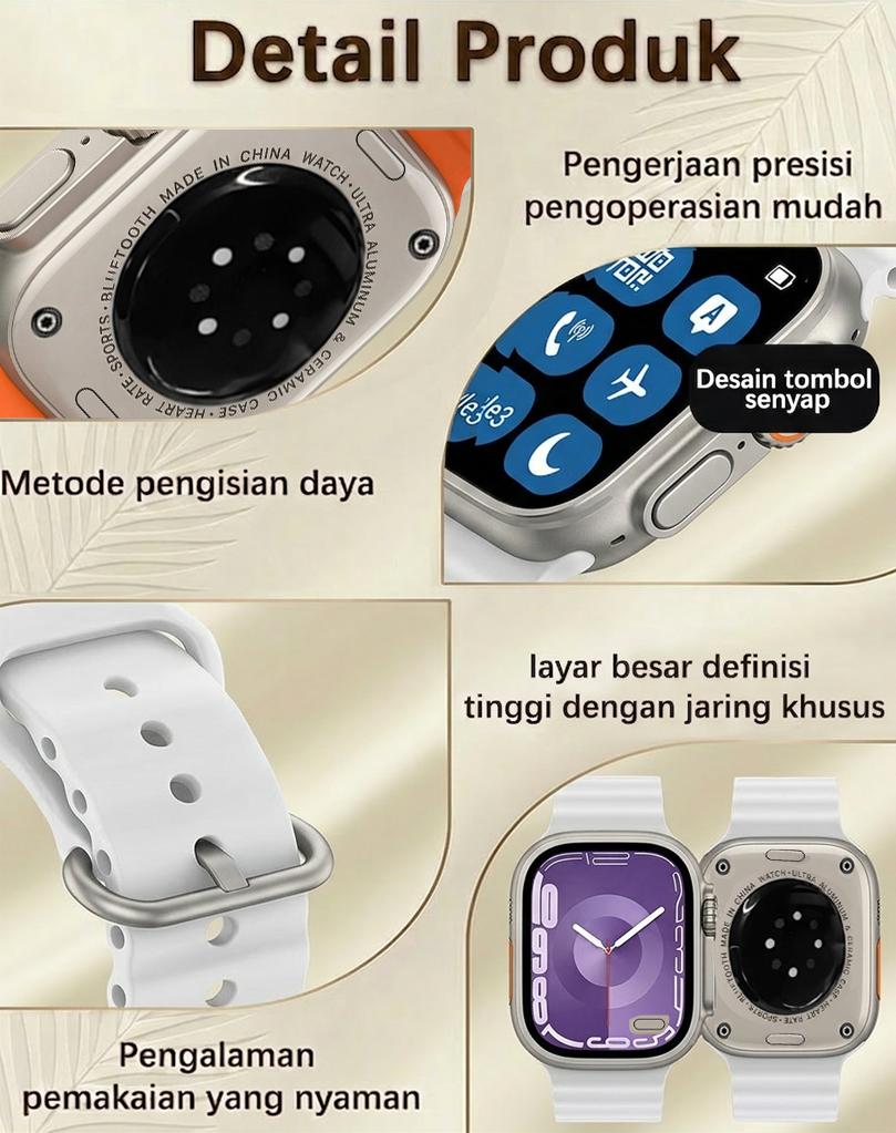 Trend Outdoor Lebaran 2026 MARQ T900 ULTRA Smartwatch Original Tali Jam Laut Warna Lengkap Monitor Kesehatan 24 Jam Panggilan Bluetooth Tahan Air
