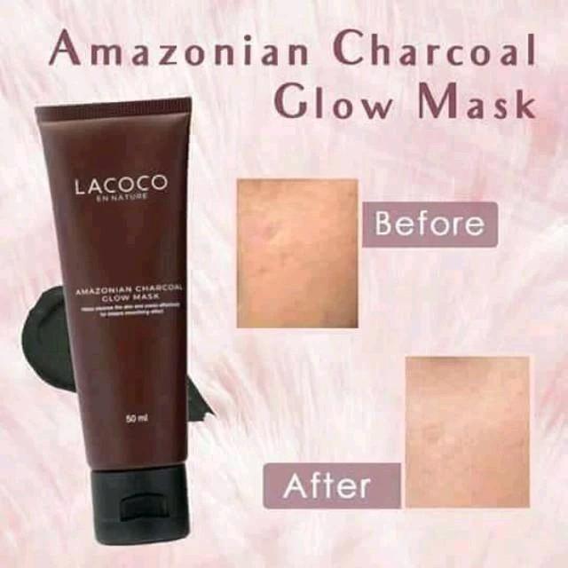 LACOCO AMAZONIAN CHARCOAL GLOW MASK/CMASK hempaskan bekas jerawat 4