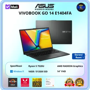 Laptop Asus VivoBook Go 14 E1404FA Ryzen 5 7520U 16GB 512GB W11+OHS