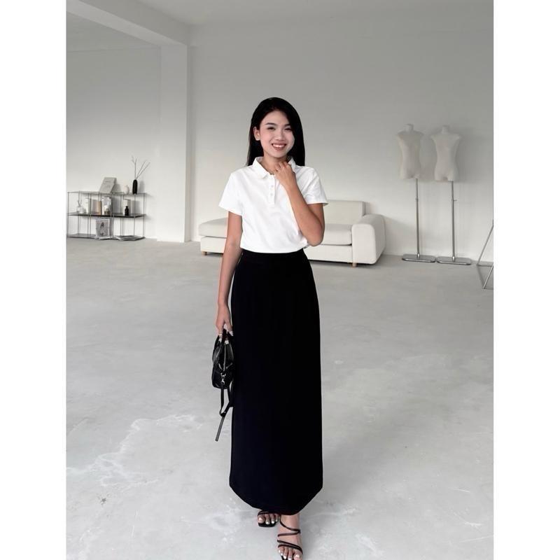 Phiên bản MỚI-Chân váy xuông nữ dài 93cm, có xẻ tà sau, thiết kế Dens. clothing