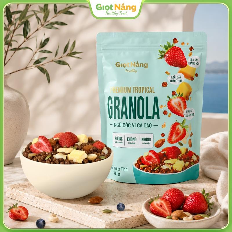 Granola Premium Tropical 300g Ngũ cốc Vị Ca cao từ Nông Sản Giọt Nắng Quà Trung…