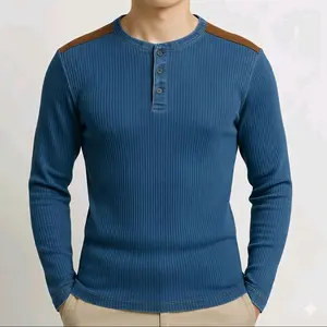 kaos pria lengan panjang wafle polos 1 - hanley lengan panjang kancing aktif - kaos distro Polos Baju Formal