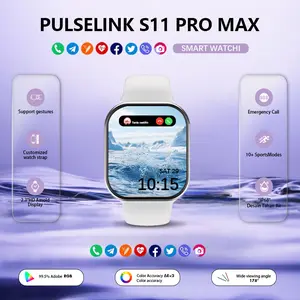 PulseLink Bluetooth Call Smart Watch 11 Pro Max 10 Pro Max  Original 2.2" AMOLED NFC GPS Waterproof Wireless Charging Free Wallpaper Pria Wanita