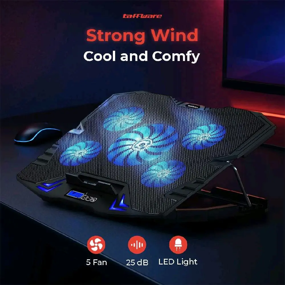 Cooling Pad Laptop Gaming Kipas Pendingin 5 Fan 17 Inch