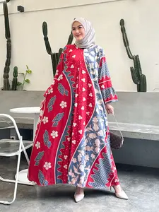 JUITA Abaya Syari Elegan Simpel Mewah Gamis Muslimah Jumbo Rayon Super Tebal Busui Dress Panjang Adem Kaftan Batik modern
