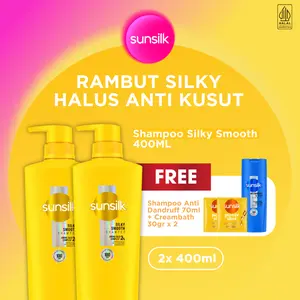 [Sunsilk Shampoo Rambut Silky Halus Anti Kusut] Sunsilk Shampoo Silky Smooth 400ml x2 FREE PRODUK TAMBAHAN