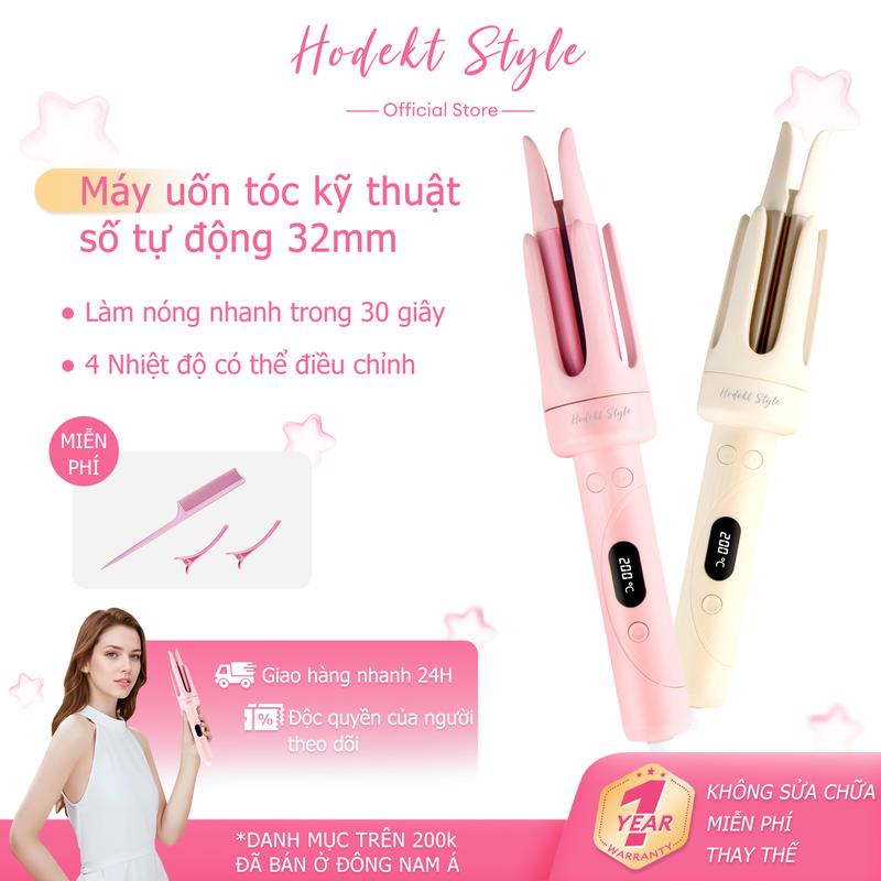 Máy Uốn Tóc Tự Động HODEKT Thanh Uốn Tóc Bằng Gốm Làm Nóng Nhanh Thanh Tạo Kiểu Tóc Đa Năng Có Thể Điều Chỉnh Nhiệt Độ Xoay 360 Máy Uốn Tóc Không Đổi 32MM