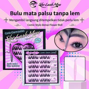 [TANPA LEM] MH04 SHE LASH MOU Bulu Mata Palus Comic Style-Dense Flower Roll Bulumata Natural Eyelash Extension