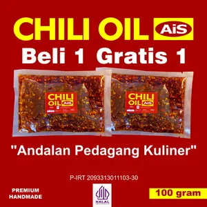 BELI 1 GRATIS 1 CHILI OIL 100g Cocok untuk berbagai kuliner makanan, alami, halal, pedasnya pas, kemasan 100 gram