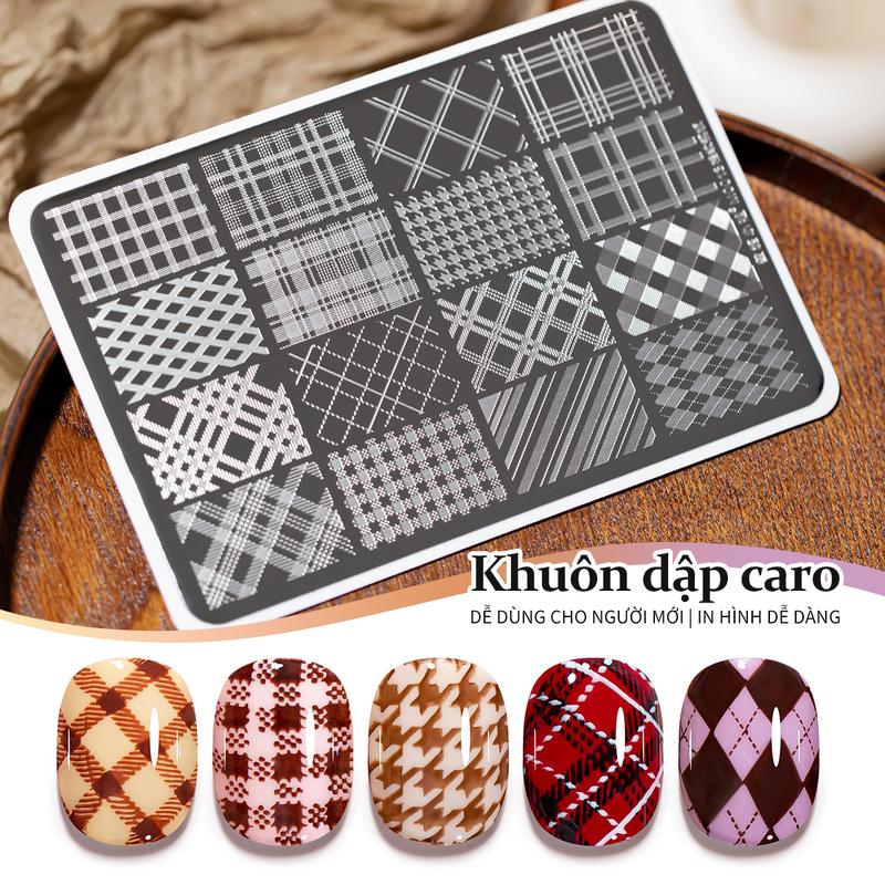 Vận chuyển từ Hà Nội Miss Gooey Tấm Dập Móng Tay Họa Tiết Lưới Kiểu Pháp Mới để Trang Trí Móng Nghệ Thuật Khuôn Mẫu Chuyển Họa Tiết với Các Mẫu Thiết Kế Dập