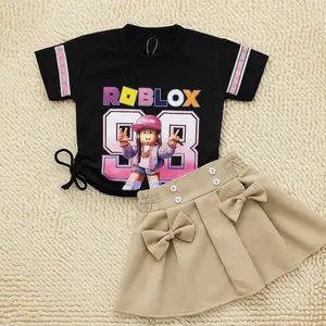 Roblox Setelan Rok Mini Anak Perempuan 1-9 Tahun Baju Anak Roblox Terbaru Katun Drill Size LD 2 4 6 8 10