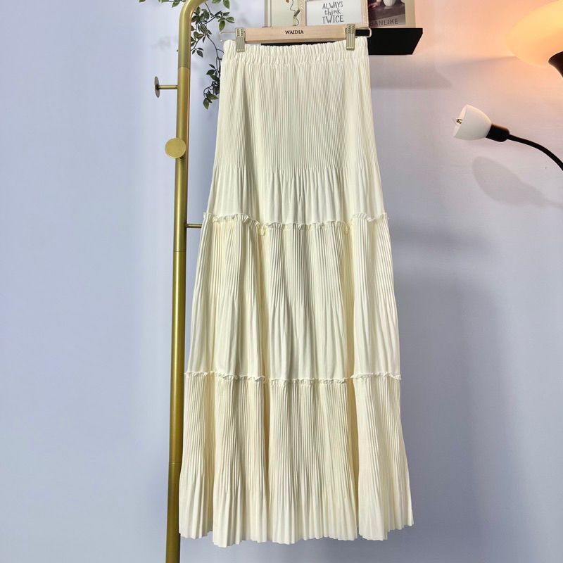 Rok Plisket Lidi Cabang Wanita Hyget Premium Pleats Skirt Karet Fit to XL - Panjang, Maxi, Rok Panjang Bawahan Wanita Casual