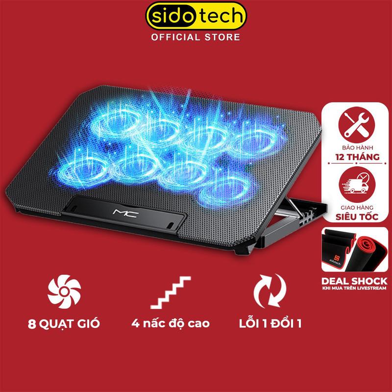 Đế tản nhiệt laptop máy tính bảng SIDOTECH Q100 làm mát nhanh với 2 quạt lớn chống ồn đèn led gaming giúp mát máy tăng fps giảm giật lag cho văn phòng game thủ